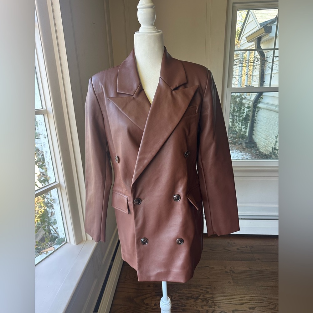 7 for all Mankind Brown Faux Leather Blazer
